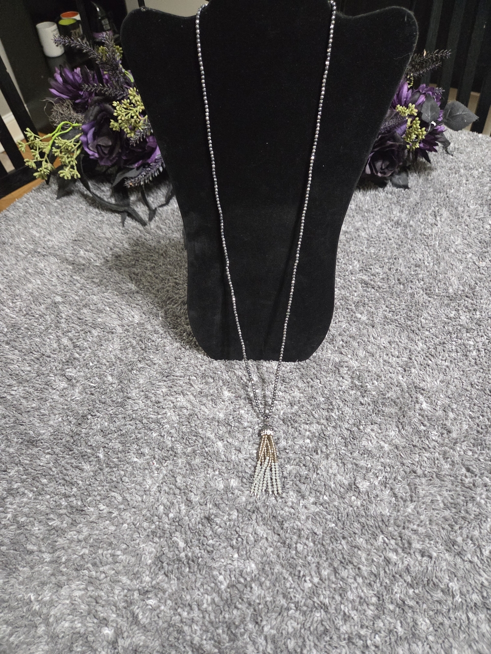 Long Tassel Pendant Necklace in Silver and Gold - Women Jewelry